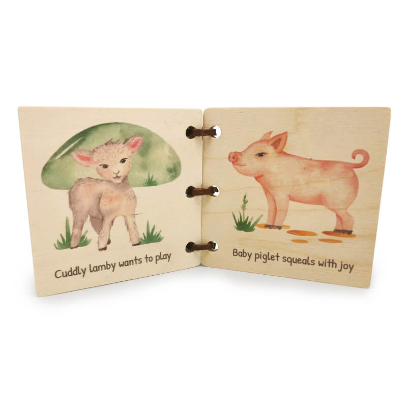 Wooden Baby Book - Farm Friends