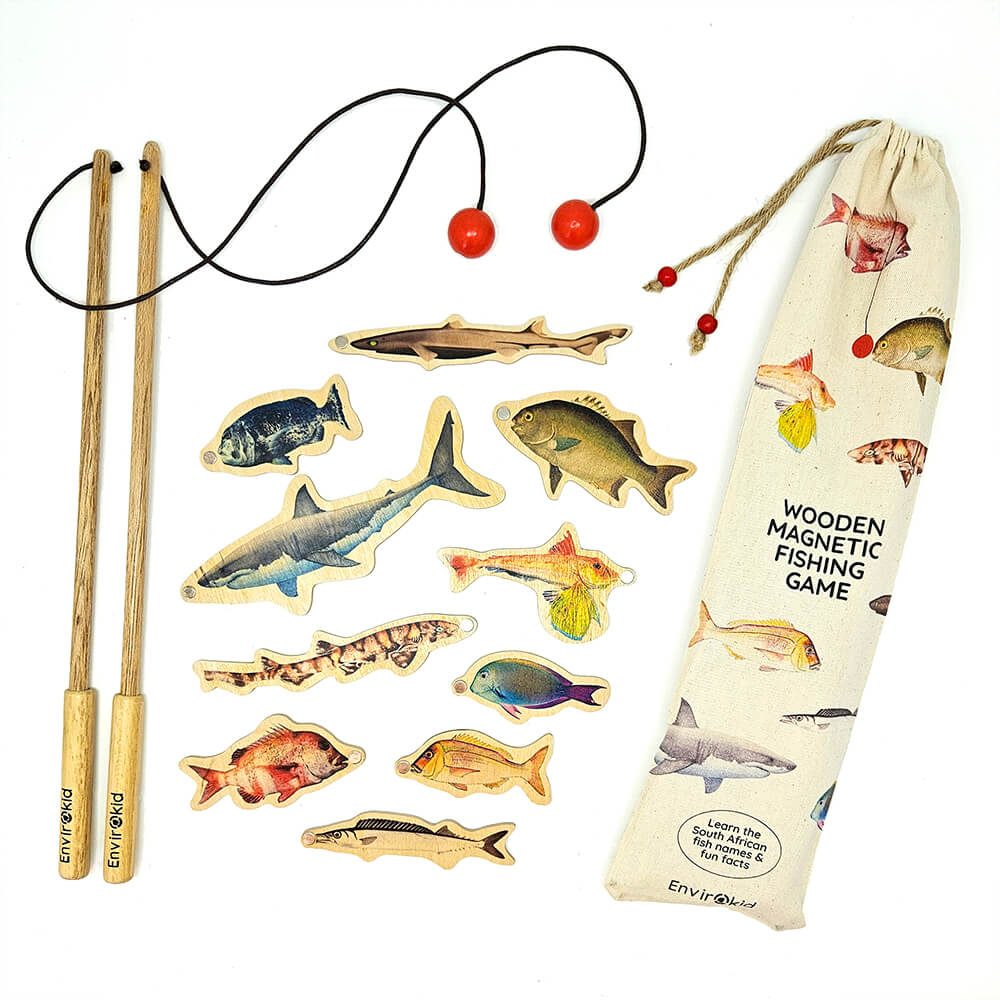cheap magnetic kids fishing poles Catch & Count Game in a tub Wooden Magnetic Fishing Game for