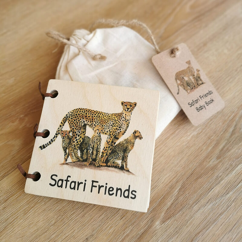 Wooden Baby Book - Safari Friends